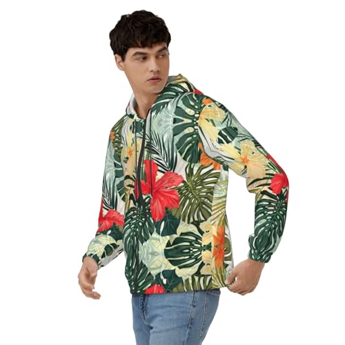 Summer Hawaiian Print Men Hoodie Stylish Winter Hoodies For Warm Zip Up Hooded Sweatshirt With Pockets3