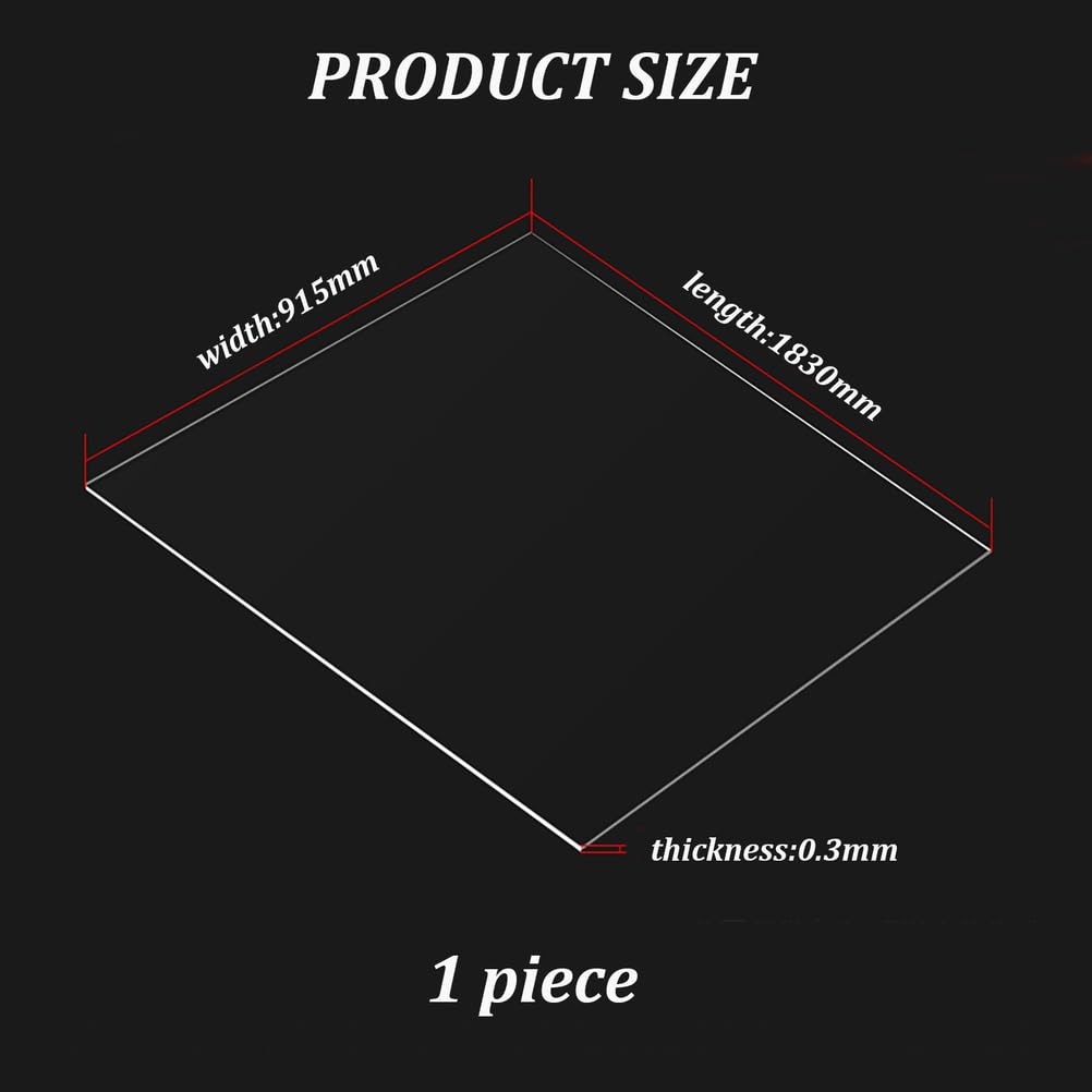 Foglio di plastica trasparente in PVC, spessore 0,3 mm, rotolo di pellicola in PET per artigianato, fai da te e uso industriale, 915 mm x 1830 mm, 1 pezzo