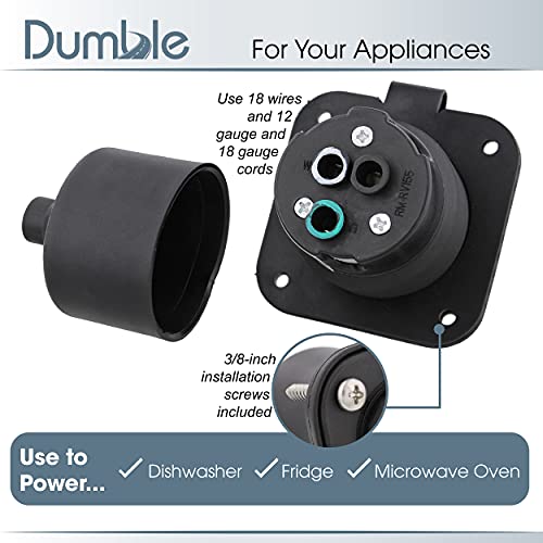 Dumble Power Inlet Port Plug 125V 2-Pole 3-Wire Ac Cord Port Plug 15 Amp Rv Electrical Outlet Outdoor Enclosed Trailer #TOP4
