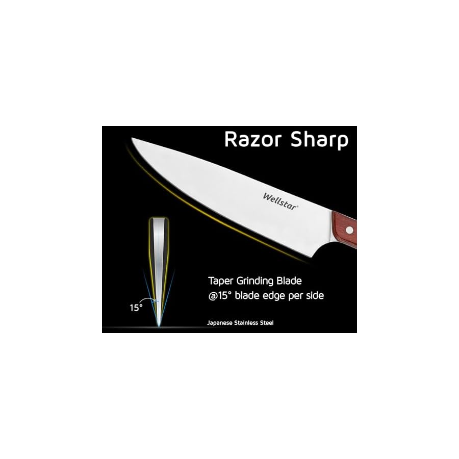 Chef Knives Set, 6-Piece Kitchen Knife Set, Sharp Professional Cooking Knives with High-Carbon-Stainless-Steel Blades