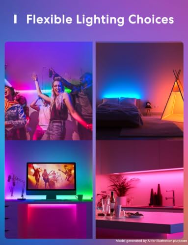 Image of Meross Smart LED Strip Lights, 16.4ft WiFi Strip Work with Apple HomeKit, Alexa, Google Home, and SmartThings, 16 Million Colors with App Control and RGB LED Lights for Bedroom, Living Room, Kitchen