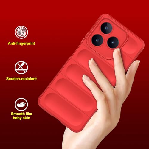 Image of Amazon Brand - Solimo Mobile Cover for Realme C63 4G / Narzo N63 4G | Full Camera Protection | Liquid Silicon Case | Flexible Bumper Case for Realme C63 4G / Narzo N63 4G (Red)