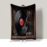 JSCWDET Kuscheldecke Flauschig Deckes Flanell Fleecedecke 70 × 100 cm Sofadecke Tagesdecke Blanket 3D Plattenspieler-Vinyl-Schallplatte Weich Deckeldecke Wohndecke Für Bett Sofa Schlafzimmer Büro