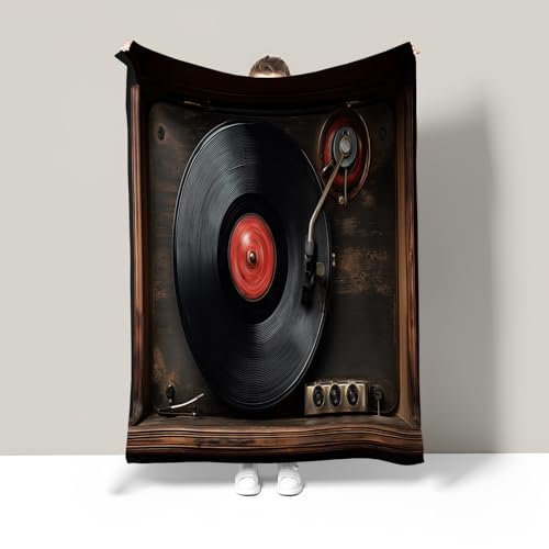 JSCWDET Kuscheldecke Flauschig Deckes Flanell Fleecedecke 70 × 100 cm Sofadecke Tagesdecke Blanket 3D Plattenspieler-Vinyl-Schallplatte Weich Deckeldecke Wohndecke Für Bett Sofa Schlafzimmer Büro