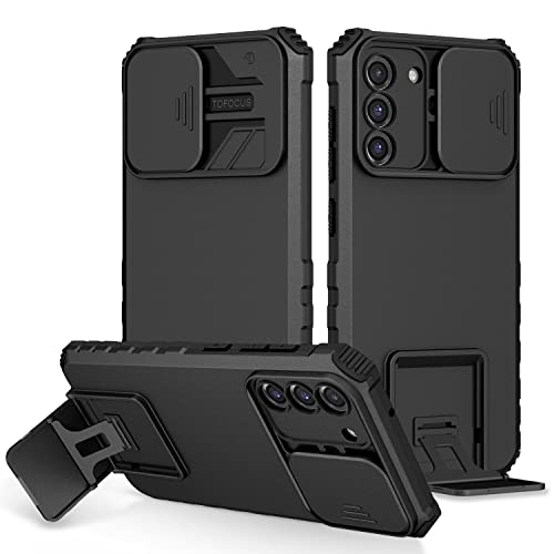 Image of ShieldTech Back Cover Case for Samsung Galaxy S21 FE 5G | Sliding Camera Shield | Stereoscopic Stand | Shockproof 360 Protection | PC + TPU Hybrid Mobile Case Cover for Samsung Galaxy S21 FE | Black