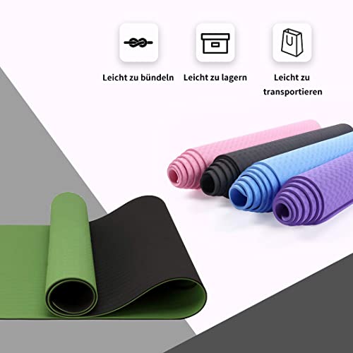 Good Nite Yoga Mat Gymnastics Pilates Exercise Mat for Women Non-Slip Thick 6mm with Carry Strap Tpe 183 x 61 x 0.6cm - Image 4