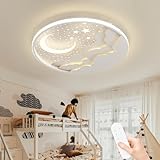 Unique Design: Diese Stern Mond Deckenleuchte verfügt über ein rundes Design mit kreativen Mond und Sterne Design und Landschaft Bilder, sehr künstlerische Eigenschaften. Auswahl von hochwertigem Acryl-Material, hohe Lichtdurchlässigkeit, warmes und weiches Licht kann die Augen der Kinder vor übermäßigem Licht zu schützen, die Schaffung einer warmen und angenehmen Atmosphäre.