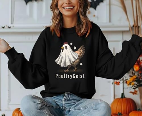 Poultrygeist Shirt Halloween Funny Ghost Chicken Sweatshirt Chicken Ghost Pullover Hoodie3