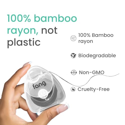 Image of Fang Activated Charcoal Mint Floss | Effective Plaque Removal | Black Textured Woven Thread, Not plastic | Designed with American Dentists | Non toxic, vegan and child friendly (150-ft) (Mint, Pack of 4)