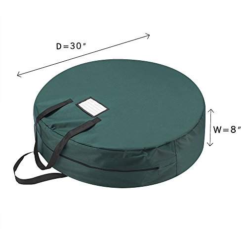 Christmas Tree & Wreath Storage Bag-Set Of 2-For 10 Foot Artificial Trees & 30” Holiday Wreaths-Green Canvas Organizer With Handles By Tiny Tim Totes #TOP2