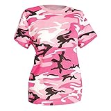 Rothco Women's Long Length Camo T-Shirt – Comfortable Camouflage Tee for Outdoor Adventure, Pink Camo, M