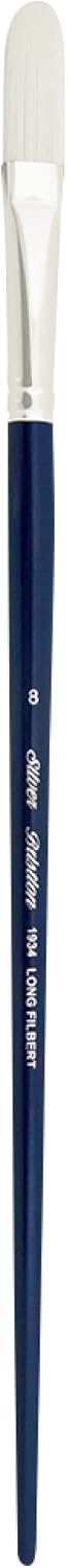Silver Brush Limited 1934-8 Bristlon Long Filbert Paintbrush for Oil, Acrylic, and Heavy Body Paints, Size 8, Long Handle