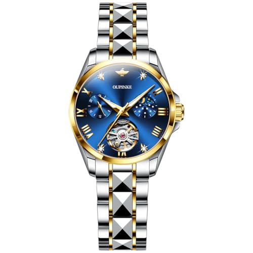 Image of OLEVS Womens Diamond Watches Automatic Self Winding Ladies Wrist Watch Elegant Dress Stainless Steel Waterproof Luminous