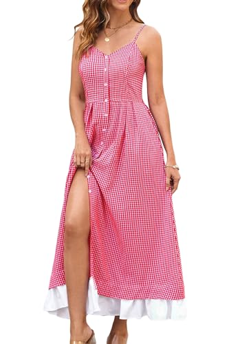 image for Angashion Women's Dresses-Summer Floral Bohemian Spaghetti Strap Butto
