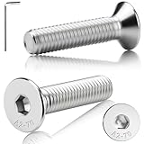 Sturiz 60 Stk M4X10mm Senkkopfschrauben Edelstahl DIN 7991 A2 V2A Senkkopf Innensechskant Senkschrauben Vollgewinde mit Innensechskantschlussel Silber Flachkopfschrauben für Maschinen Geräte und Möbe
