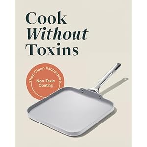 Caraway square griddle pan 11 square pan non stick ceramic coated non toxic ptfe pfoa free oven safe compatible with all stovetops gray  urban country home decor