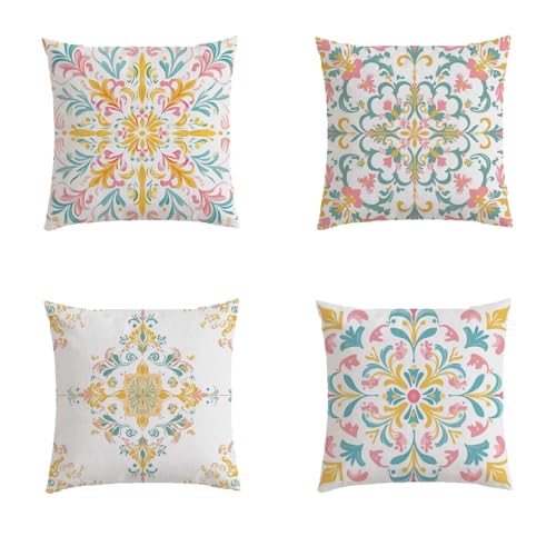 Housse de coussin 70x70cm extérieur imprimé double face bohème carré - 2