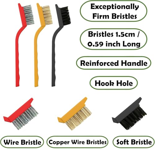 Image of 14 PCS Crevice Cleaning Brush & Scrubber Pad Set - Wire, Nylon & Brass Brushes with Ergonomic Handles & Multi-Layer Scrub Pads for Deep Cleaning Kitchen,Bathroom,Grout,Sink,Bottle,Grill,Car