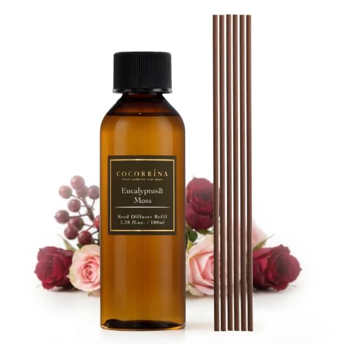 Image of COCORRINA Eucalyptus & Moss Reed Diffuser Refill, 3.38 fl oz, 6 Reeds