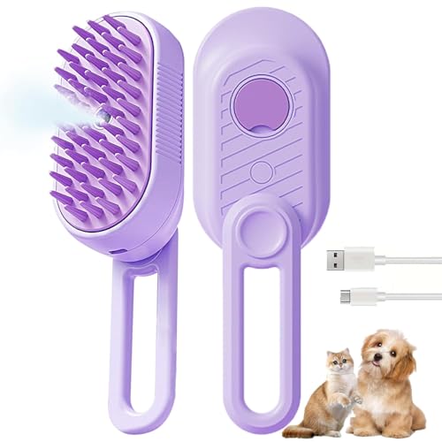 3 in 1 Cat Steam Brush for Shedding & Grooming with Foldable Handle Pet Spray Hair Removal Comb Spritz Defur Comb for Cats Water Brush for Long & Short Haired Pets