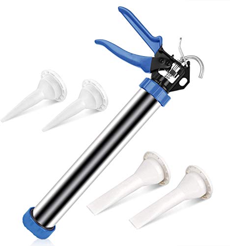 Sausage Caulking Gun, Manual Caulk Gun with Heavy Duty Stainless Steel Barrel, 15''/600ml, High thrust 18:1 - Blue