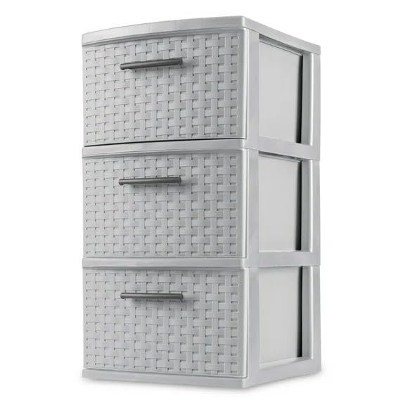 CLMSTE 3 Drawer Weave Tower, Plastic Décor...