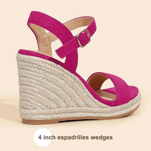 Image of IDIFU IN4 Espadrille Wedge Sandals for Women Open Toe Ankle Strap Platform Wedges Heels Causal Summer Wedge Shoes Comfortable Espadrilles Wedges