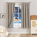 Runyéla 100% Verdunklungsvorhänge Thermovorhänge Kälteschutz Gardinen mit Kräuselband 140 x 120 cm (HxB) 2er Set Leinenoptik Vorhänge Blickdicht Leinen, Schiebegardinen Wohnzimmer Curtain
