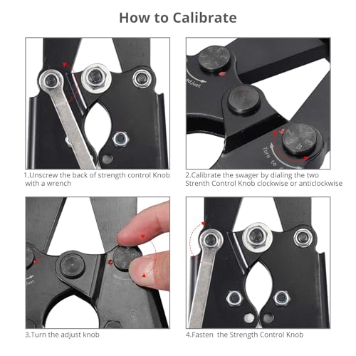 Proster Wire Rope Crimping Tool - Hand Swagging Crimper and Cutter from 1/16 to 1/8 inch, 100pcs 1/8inch Aluminum Crimping Loop Sleeves, 50pcs M3 Stainless Steel Wire Rope Cable Thimble Riggings - Thumbnail 6
