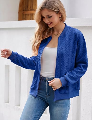 Image of Larmliss Women's Zip Up Cardigan Sweater Hoodies Long Sleeve Jacket Crewneck Casual Outerwear Spring Fall Trendy Coat Outfits