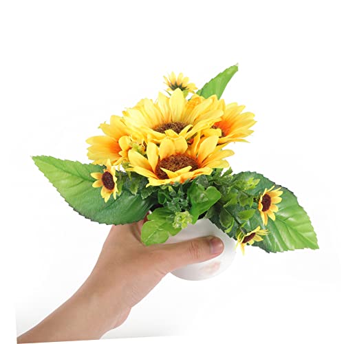 OSALADI 2 Stück Eingetopfte Sonnenblumen-Bonsai-Zimmerpflanzen Sonnenblumenpflanzen Grünpflanzen Kunststoffblumen – Bild 4