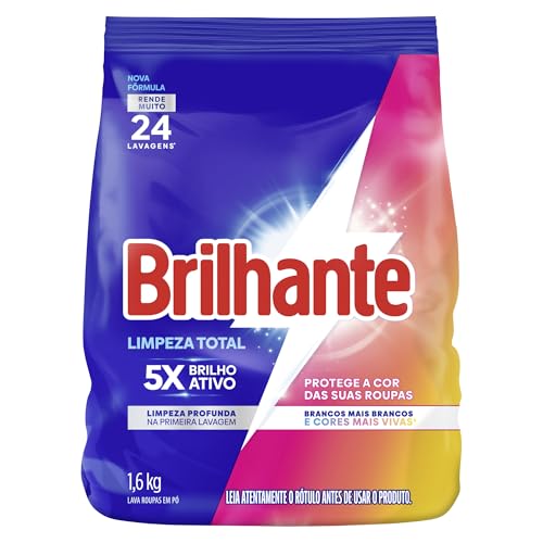 Brilhante Limpeza Total - Lava-Roupas Em Pó Roupas Brancas E Coloridas Ativo Concentrado Pacote 1 6Kg