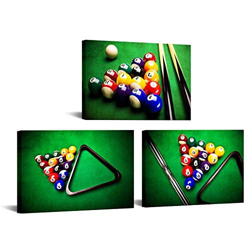 Artmyharbor 3 Piece Billiard Balls Wall Art Snooker Pool Table Close Up Picture Print Leisure Sport Painting For Game Room Man Cave Bedroom Home Bar Wall Decoration Gallery Canvas Wrapped Ready To Hang #TOP14