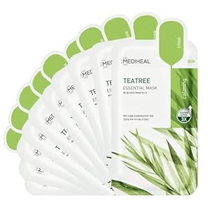 Mediheal Best Korean Sheet Mask – Tea Tree Essential Face Mask 10 Sheets For All Skin Types Korean Best Sheet Mask Soothing Calming