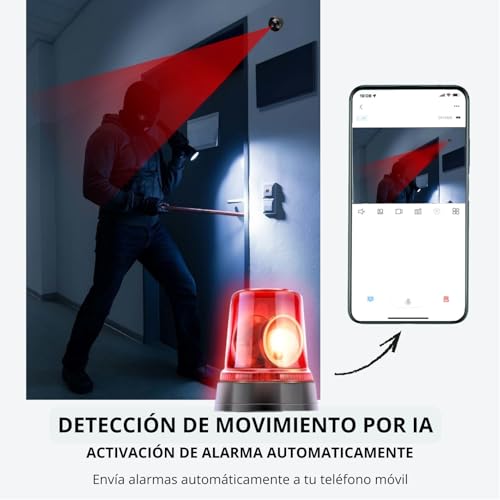 Camara Espia. Pack Cámara Vigilancia Wifi Interior/Exterior(2.4GHz)+SD 32GB | Camara Mini Oculta Seguridad | Sensor Movimiento | Vigilancia para Bebe, Perros, Coche | Inalambrica a Bateria, Sin Cables - imagen 4