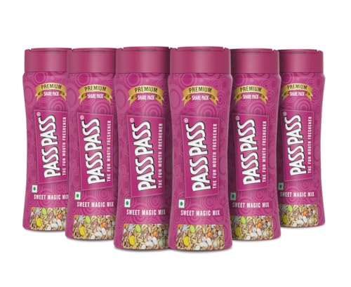 Pass Pass Sweet Magic Mix Spice-Based Mouth Freshener | Digestive, High in Fiber & Antioxidants | For Fresh Breath | Pack of 6-115g Each
