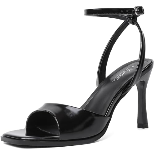 Image of Mostrin Strappy Heels for Women Square Open Toe Lace Up Heeled Sandals Ankle Strap Sexy Stiletto High Heels for Party, Prom, Dating, Wedding