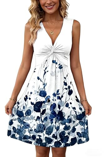 Image of LLHXRUI Sundresses for Women Sleeveless Boho Summer Dress Elegant Vacation Tank Dresses Casual Tunic Short Sun Dress