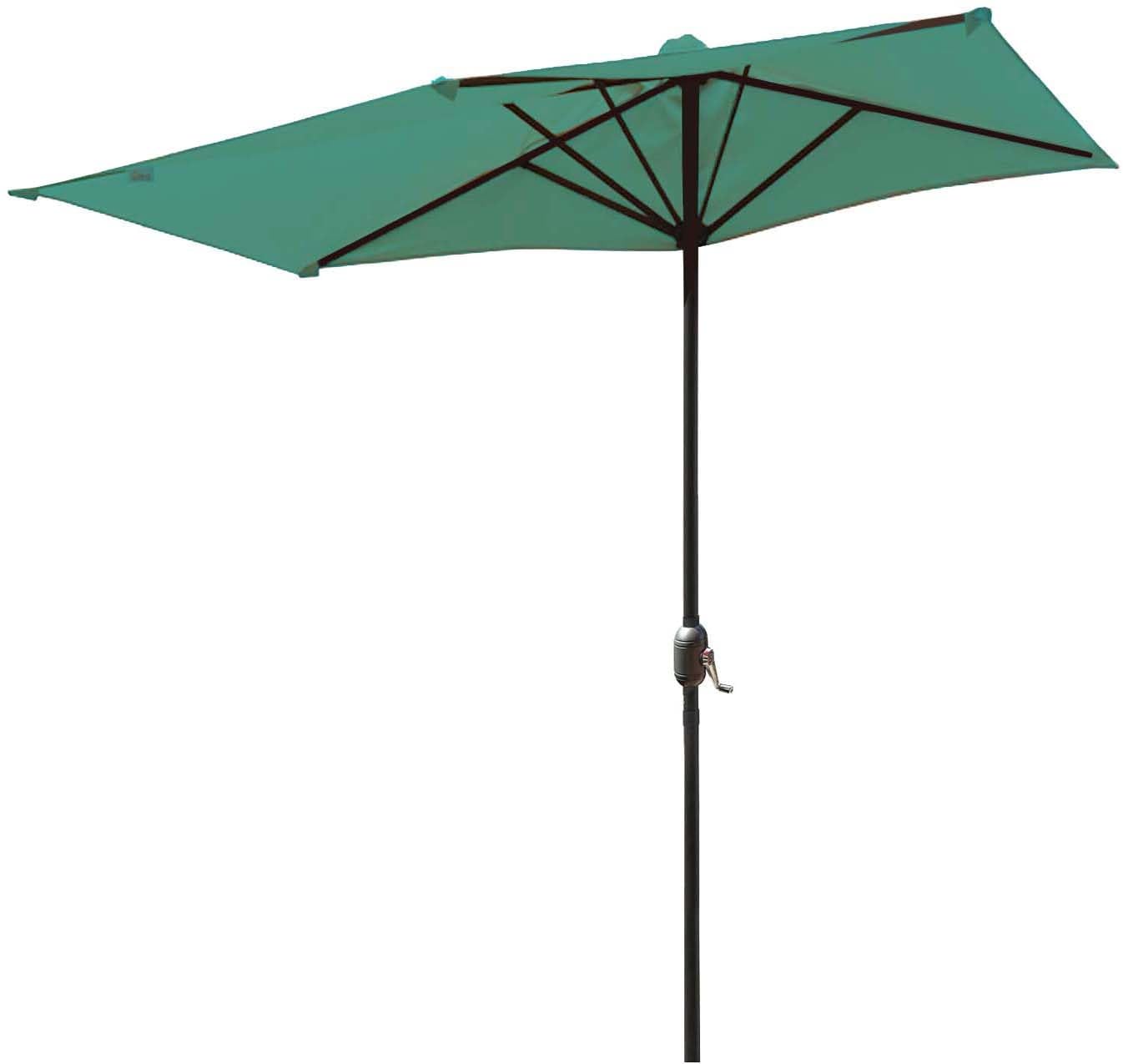 WQPMNYG 2.5m Patio Half Umbrella with Stand Adjustable WallMounted Sune Curved Design Polyester Canopy for Balcony Terrace and Outdoor Protect