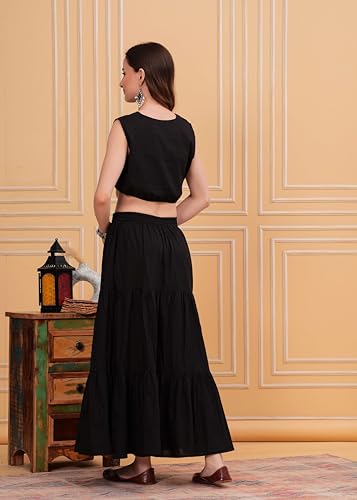 Gifts for Her Womens Casual Summer Cotton Maxi Dress Long Skirt Dress A-Line Flared Tiered Midi Skirt with Pockets2