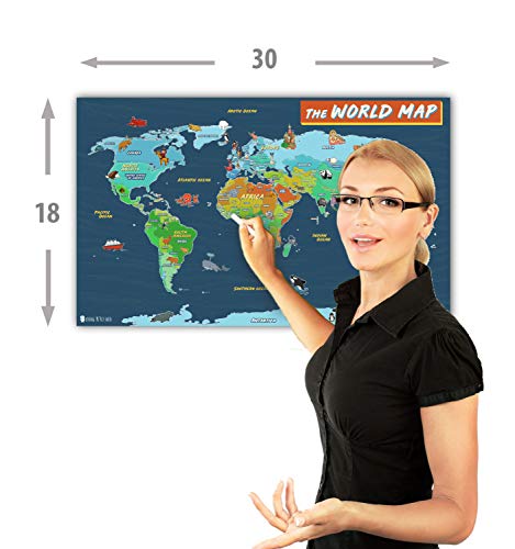 The World Maps For Kids Wall Poster Large Laminated (18X30) Young And Refined #TOP2