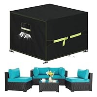 VDISRR Tuinmeubelhoes, 135 x 135 x 75 cm, winterbestendig en waterdicht, beschermhoes voor tuinmeubelen, met ventilatievenster, robuust 600D Oxford afdekzeil, perfecte bescherming voor tuin- en VDISRR Tuinmeubelhoes, 135 x 135 x 75 cm, winterbestendig en waterdicht, beschermhoes voor tuinmeubelen, met ventilatievenster, robuust 600D Oxford afdekzeil, perfecte bescherming voor tuin- en