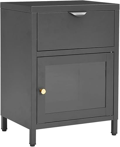Bussandri Exclusive - Nachttisch Anthrazit 40x30x54,5 cm Stahl und Glas