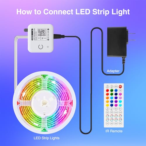 Image of Led Lights for Bedroom 32.8ft Music Sync Color Changing Strip Lights with Remote and App Double Control RGB Led Strip Light, for Room Home Brithday Party Decoration