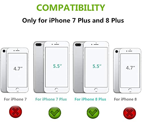 iCoverCase for iPhone 8 Plus/7 Plus Wallet Phone Case with Card Holder for Women Men, [RFID Blocking] Card Slots PU Leather Protective Wallet Case (Beige)