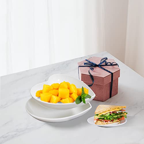 Keponbee 2Pcs Large Heart Shaped Bowls Set Porcelain Heart Shaped Dish White Deep Salad Bowl For Fruit/Pasta/Desserts/Baking Heart Cake Or Romantic Dinner, 9"+10" #TOP5