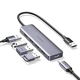 UGREEN USB HUB 3.0, USB Splitter 5-in-1, USB Extender with 5V/2.4A PD, 5Gbps Data Transfer, Slim Multiport Adapter for Laptop/PC/Mouse/Keyboard/Harddisk/Printer, Compatible with Windows/Linux, etc.