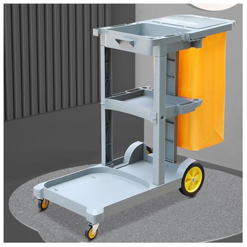 Chariot de nettoyage multifonction haute capacité avec roues pivotantes silencieuses pour un service de chambre efficace et des solutions d'entretien ménager