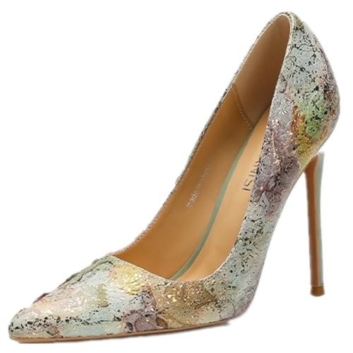 Sandales à talons fermées 12cm à motif rétro et bout pointu pour femme