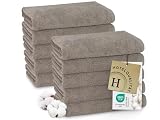 ZOLLNER 10er Set Handtücher in 50x100 cm   weiche und saugstarke Baumwolltücher in Taupe   mit praktischem Aufhänger   waschbar bis 95°C   Baumwolle   Hotelqualität